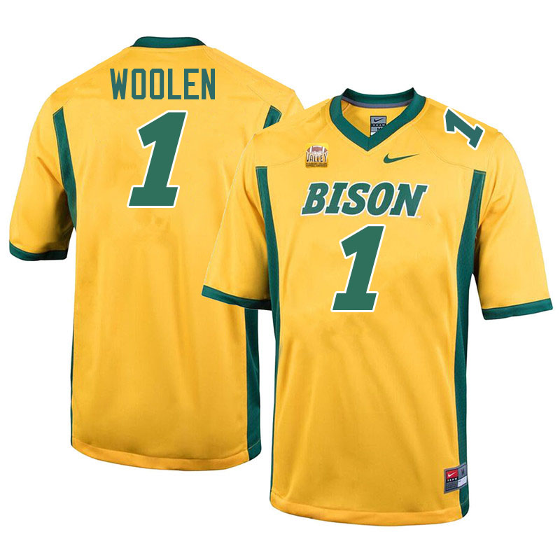 North Dakota State Bison #1 Donovan Woolen College Football Jerseys Stitched-Yellow